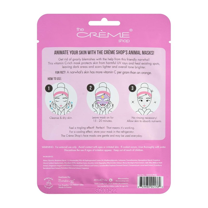 Korean Skin Care Narwhal Face Mask Sheet 3 Pack - Brightening Vitamin C Infusion