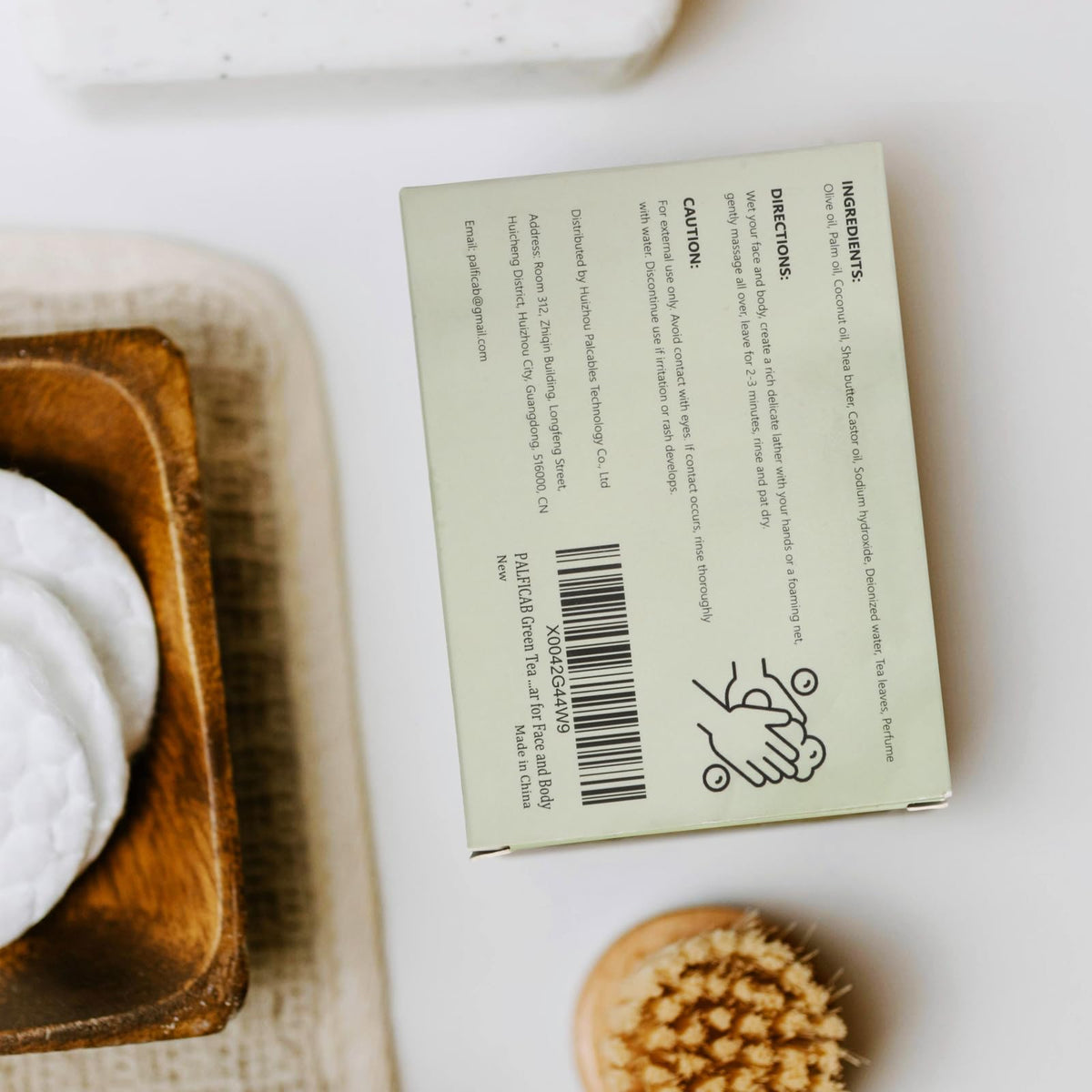 PALFICAB Green Tea Soap Bars for Face and Body, 2 Bars