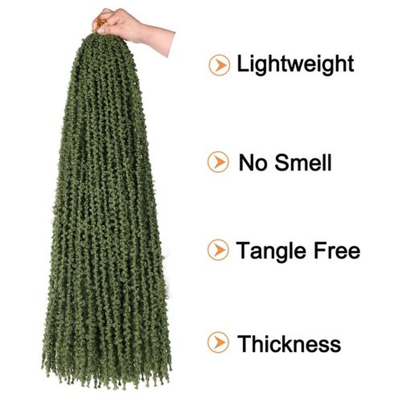 ZRQ Butterfly Locs Crochet Hair 30 Inch 6 Packs Green Distressed Faux Locs Crochet Braids, Pre looped Handmade Butterfly Faux Locs for Women(6Packs,Green#)