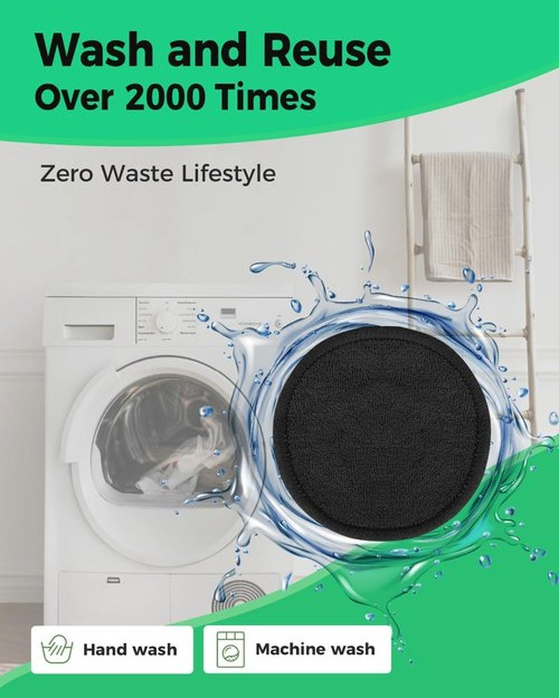 ProCIV Reusable Makeup Remover Pads - 25 Packs Washable Organic Reusable Cotton Rounds for All Skin Types & Toner with Laundry Bag, Eco Friendly Zero Waste Reusable Cotton Pads Travel Gadgets (Black)