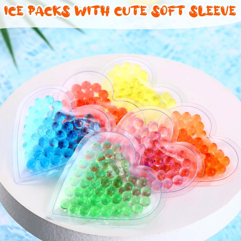 TrelaCo 60 Pcs Boo Boo Ice Pack - Hot and Cold Heart Shaped Compress for Injuries, Wisdom Teeth, Colic Pain, Fever, Headaches - Reusable, 6 Colors