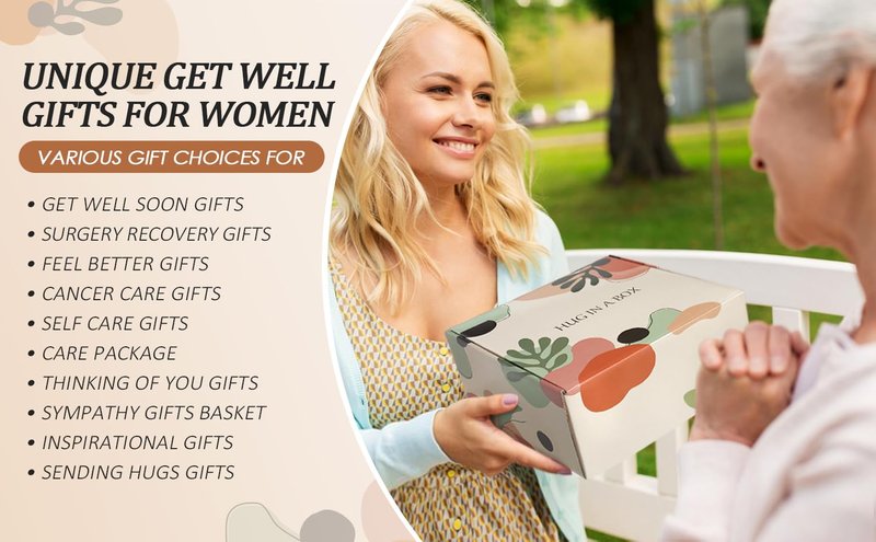 Get Well Soon Gift Baskets for Women - Self Care Package for Women After Surgery - Cancer Chemo Recovery Comfort Gifts Set Wellness Kit - Hug in a Box Thinking of You Gifts for Mom, Sister, Grandma