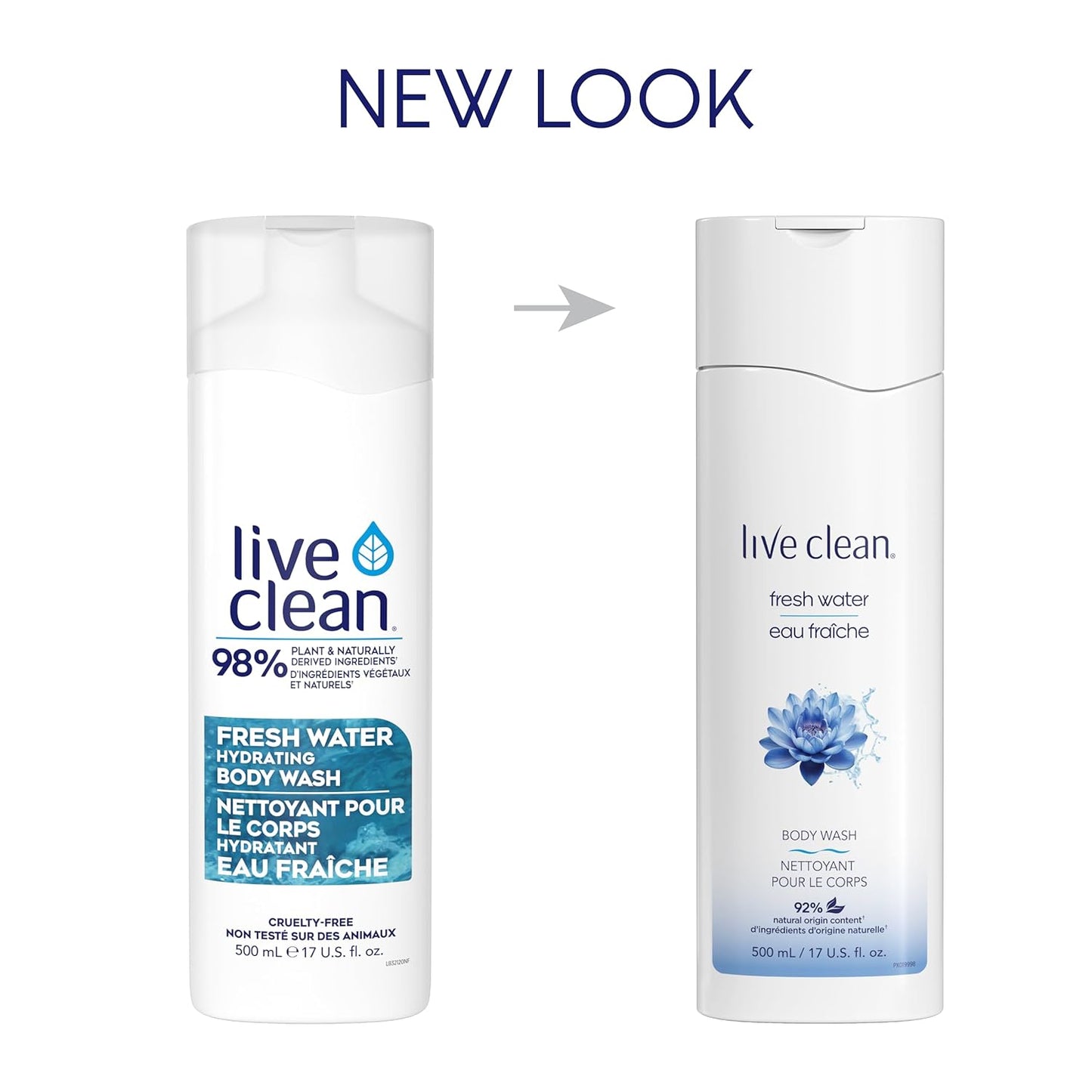 Live Clean Body Wash - Hydrating Fresh Water Formula | 17 Oz Size