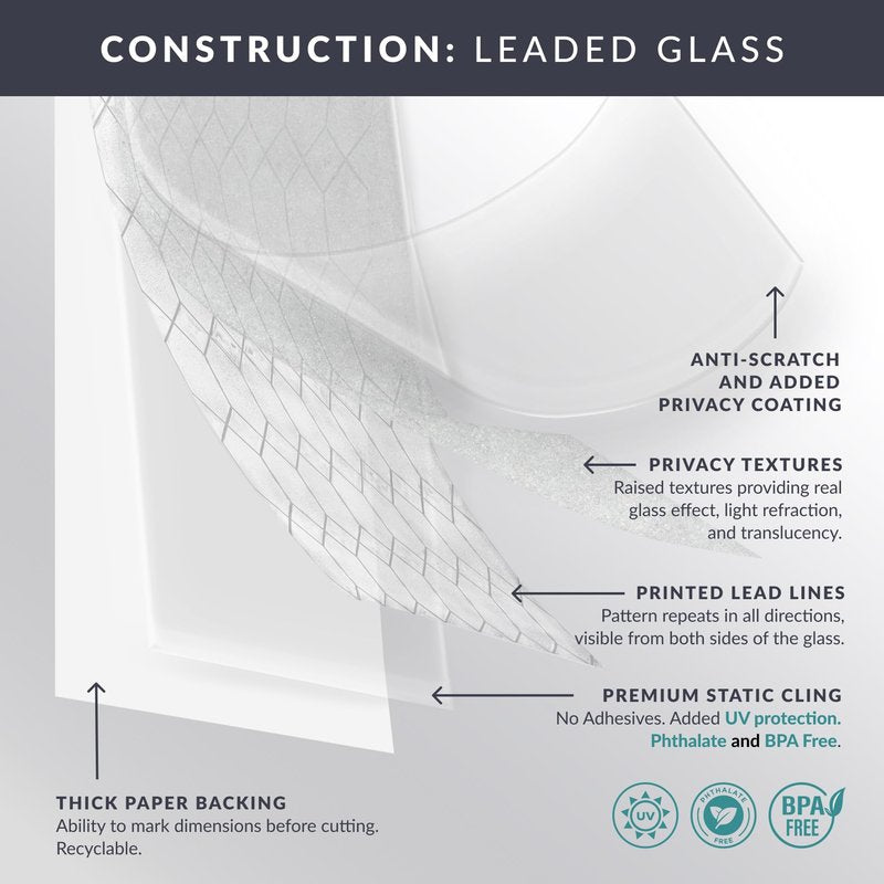 Old English Window Privacy Film by Artscape - Textured Leaded Glass Design, Static Cling, Allows Natural Light in, UV Protection, Phthalate and BPA Free, Made in USA - 36 x 72 Inch