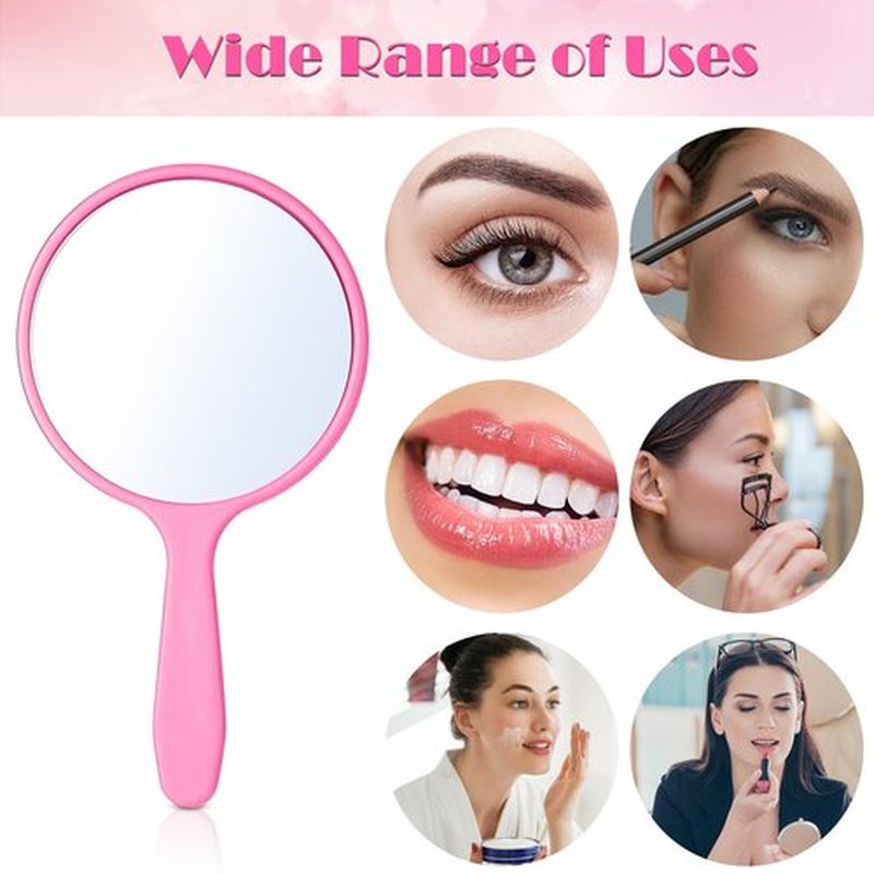 Jetec 25 Pcs Handheld Mirror with Handle, 3.94" L x 2.17" W, Small Portable Round Mirror Bulk for Kids Travel Makeup Classroom Camping Daily DIY Crafts (Pink,Light Blue,Violet,Acid Blue,Sky Blue)