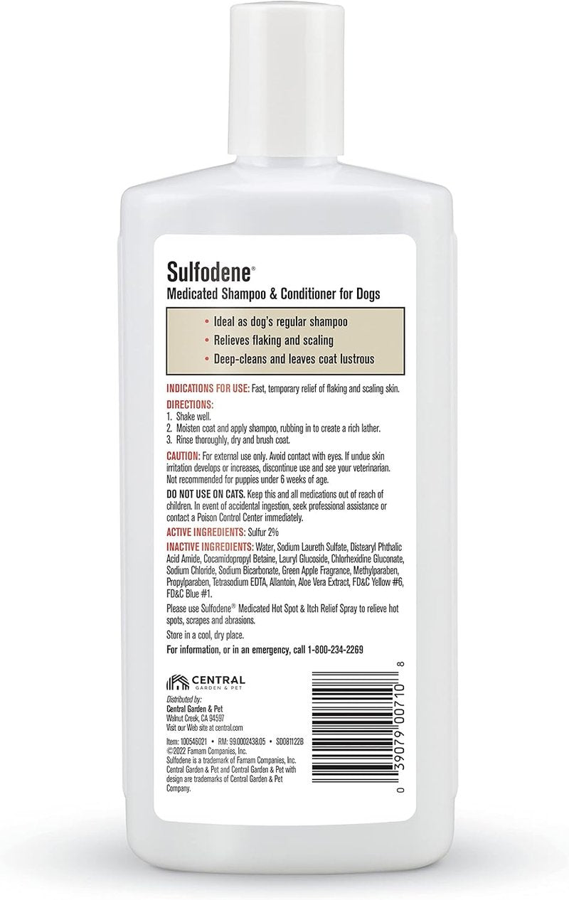 Sulfodene Medicated Dog Shampoo & Conditioner - 12oz | Soothes Skin & Reduces Itching