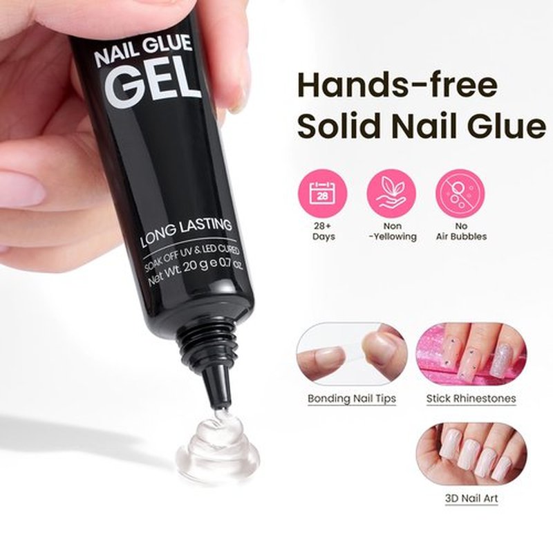 Beetles Tipex Gel Nail Kit Short Square Instant Apex Nail Tips, 210 Pcs Pre-Building&Pre-Etched Square False Nail Tips with UV Nail Glue, LED Mini Nail Lamp-Thick Acrylic Nail Set for Flat Nails