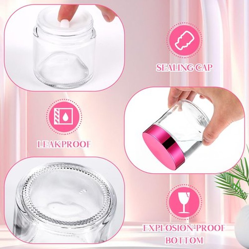 Norme 24 Pcs 4 oz Glass Jars with Lids Leakproof Round Airtight Jars Empty Cosmetic Jars with Inner Liners Lid for Storing Lotions Powder Ointments Candle Making (Rose Gold)