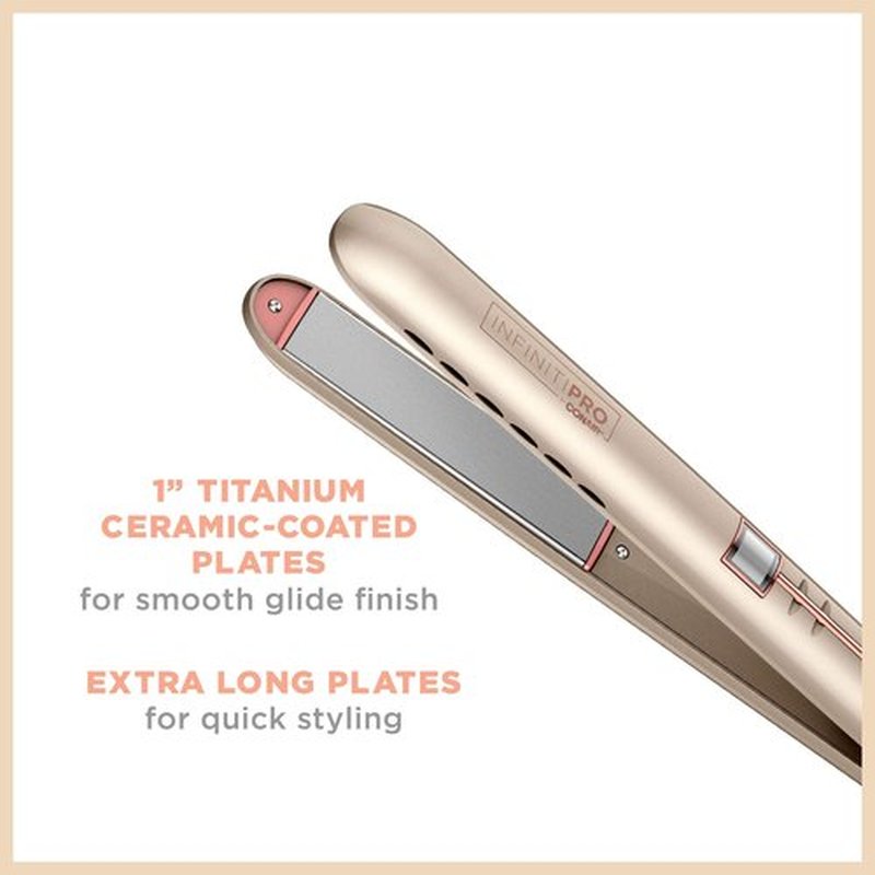 INFINITIPRO BY CONAIR Frizz Free Titanium Ceramic Flat Iron, 1-inch