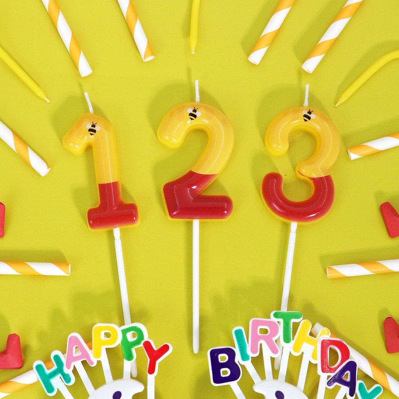 Yellow Bear Themed Birthday Candles,Cartoon Birthday Party Cake Decorations Supplies,Kids Party Decorations(Yellow,Number 1)