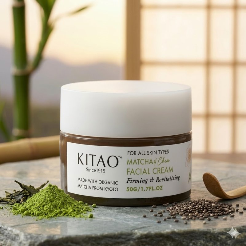 KITAO Anti Aging Face Cream for Women, Organic Face Moisturizer for Sensitive Skin with Matcha, Rice & Vitamin C | Retinol Face Cream, Japanese Skincare Face Moisturizing Cream for Dry Skin 1.7 Fl Oz