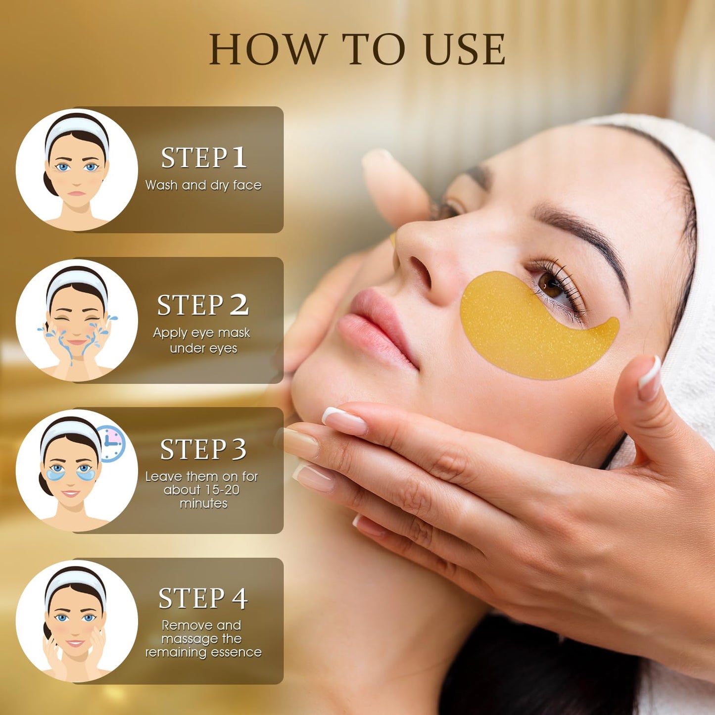 YOYORY Under Eye Patches for Dark Circles & Puffy Eyes - 60 Hydrogel Eye Mask Patches with Caffeine, Collagen & Niacinamide - Anti Wrinkle Smile Line Patches, Self Care Gifts for Women,Gold