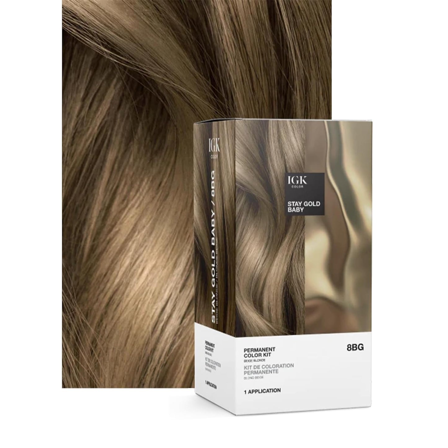 IGK Permanent Hair Dye Color Kit | 7 N Latte - Dark Natural Brown | 100% Gray Color Coverage + Strengthen + Shine | Ammonia Free