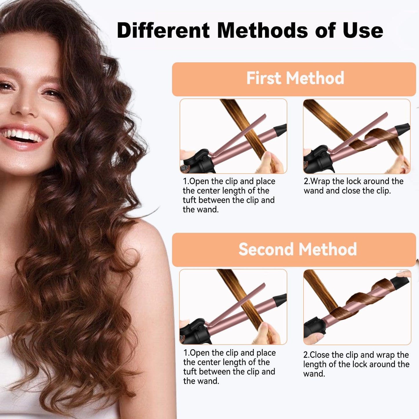 1 Inch Curling Iron,Curling Wand for Long Hair,5 Adjustable Temp LCD Digital Control,25 mm Thin Long Barrel Curling Iron Double Voltage 110-240V