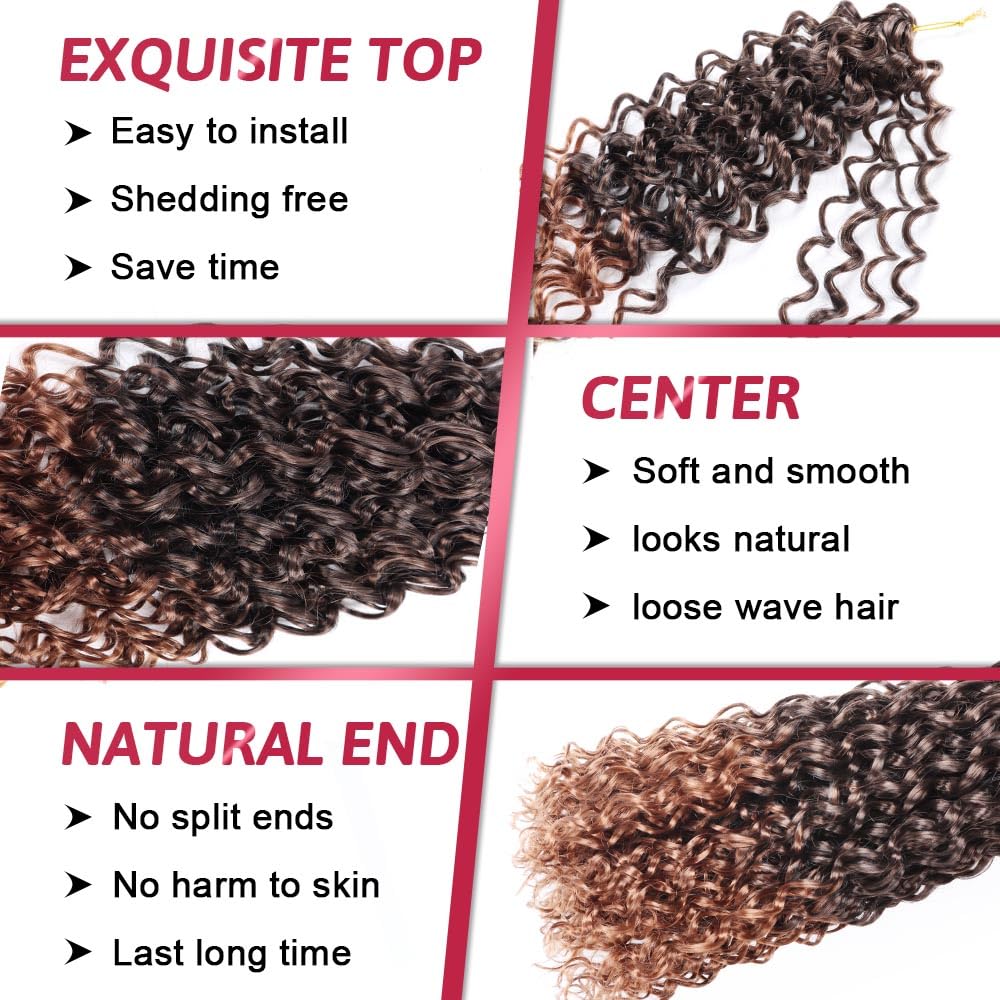 GoGo Curl Crochet Hair Water Wave Crochet Hair Water Wave Crotchet Braiding Hair (8 Inch (Pack of 6), 1B/30#)