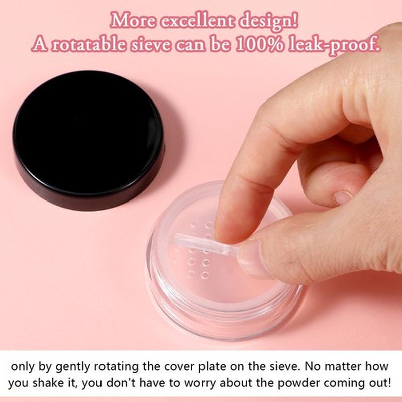 2Pcs Travel Powder Container 10ml/0.34oz Empty Makeup Powder Container with Rotatable Sifter for Women,Face Powder Compact Diy Empty Small Powder Container