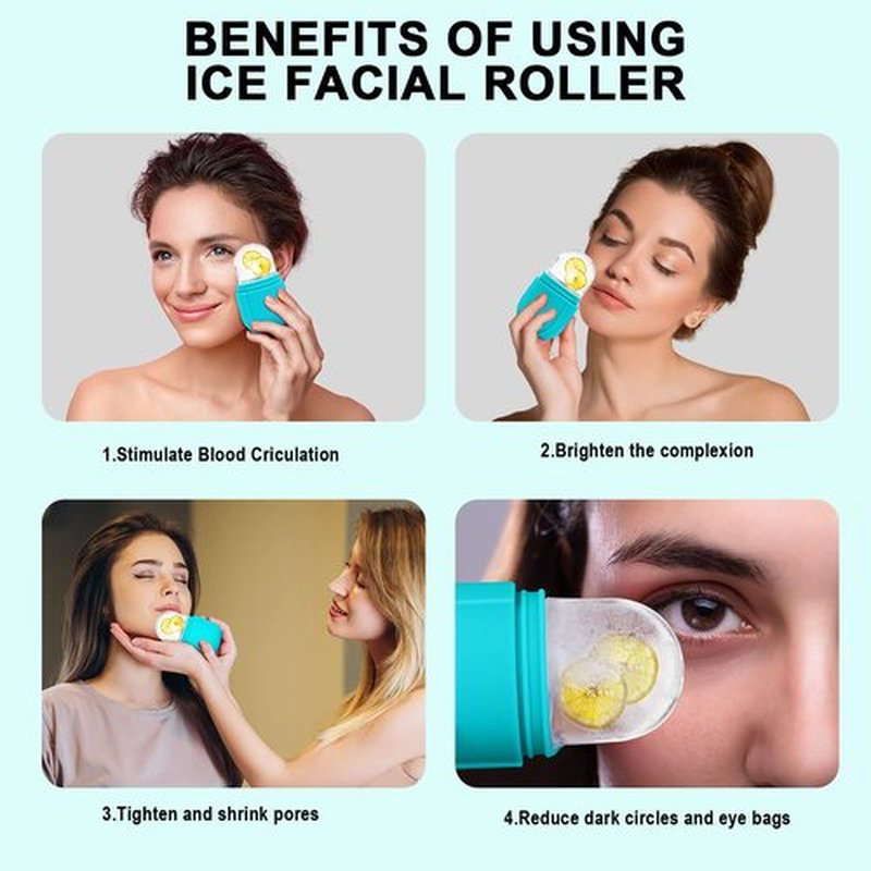 Ice Roller For Face and Eye, Ice Facial Roller Massage Shrink Pore Skin Care Tools, Reusable Ice Stick Remove Dark Circle, Ice Face Mold Sphere Face Ice Cubes for Brighten Lubricate Fine Lines Blue