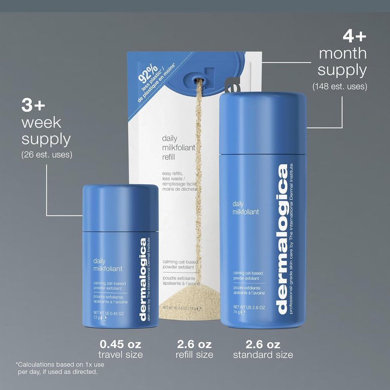 Dermalogica Daily Milkfoliant | AHA & BHA Face Exfoliator - Oat-Based Powder Scrub for Calming, Polishing & Hydrating Skin
