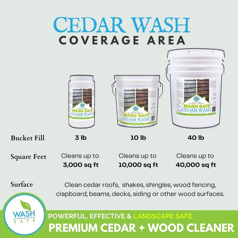 Wash Safe Industries CEDAR WASH Eco-Safe and Organic Wood Cleaner, 10 lb. Container, Clear (WS-CW-10LB)