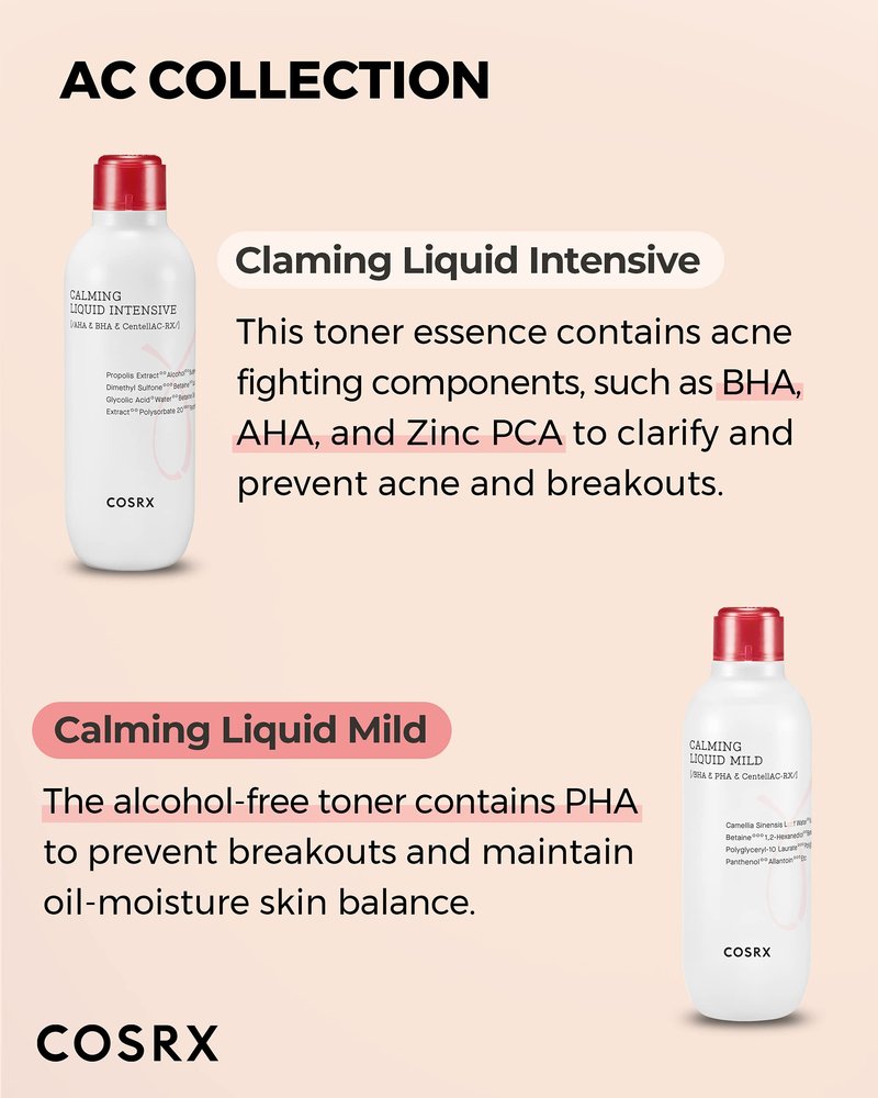 COSRX AC Collection Acne Calming Liquid Intensive, 4.22 fl.oz / 125ml | AHA, BHA Toner for Acne Prone Skin, Animal Testing Free, Parabens Free, Korean Skin Care