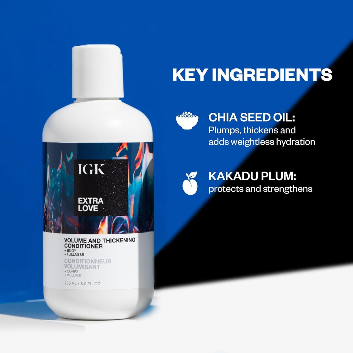 IGK EXTRA LOVE Volume & Thickening Conditioner | Lightweight + Supports Scalp + Balance Oil | Vegan + Cruelty Free |