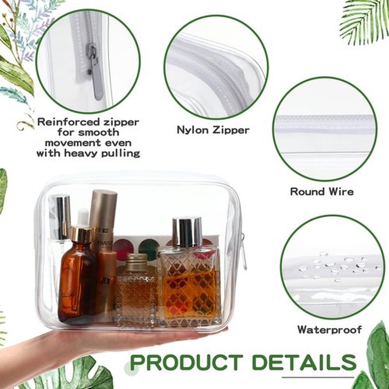 Weewooday 12 Pieces Clear Cosmetics Bag PVC Zippered Clear Toiletry Carry Pouch Cosmetic Makeup Bag Waterproof Makeup Bag Vinyl Plastic Organizer Case for Vacation Bathroom(Matte White,Large)