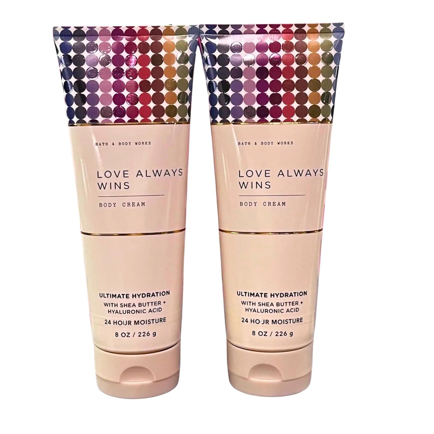 Bath & Body Works Body Cream, 8oz Each, Set of 2 - Aloe, Vitamin E, Shea (Love Always Wins)
