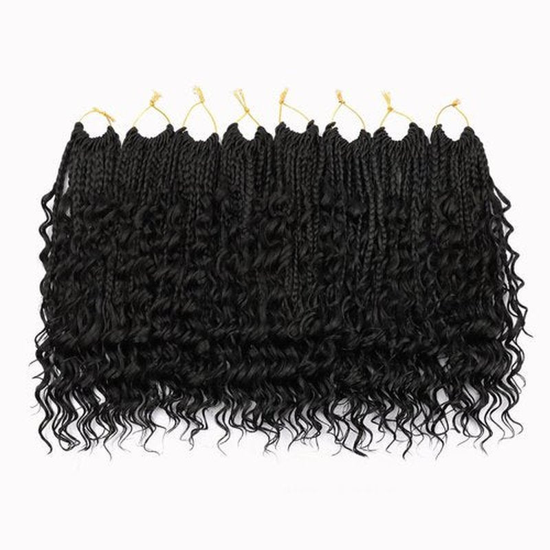 Goddess Box Braids Crochet Hair 12 Inch Boho Box Braids 8 Packs Crochet Box Braids for Black Women Pre-looped Bohemian Box Braids Crochet Braids Curly Ends Synthetic Braiding Hair Extension 1B