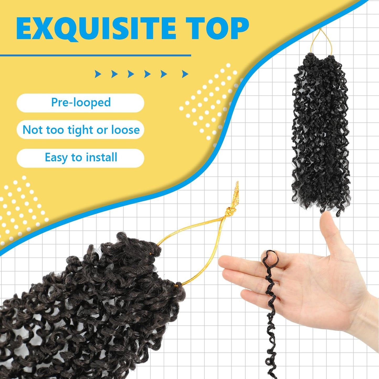 Passion Twsit Hair 12 Inch - 1B Yankee Twist Crochet Hair 10Packs Passion Twist Braiding Hair Prelooped Mini Spring Twist Crochet Hair for Black Women(12 Inch,1B)