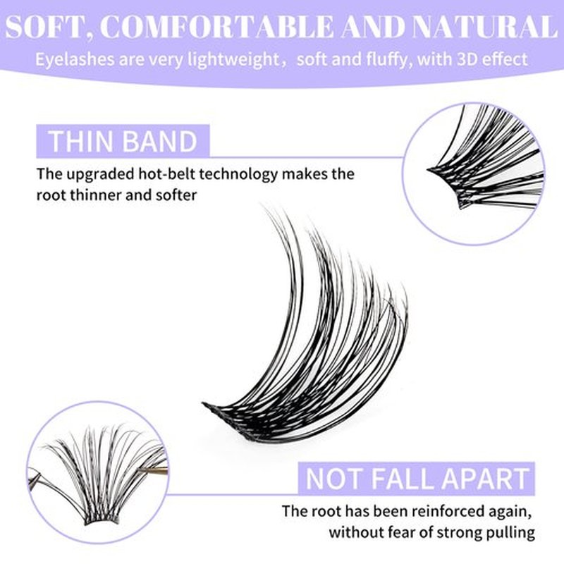 Individual Eyelashes Lash Clusters C/D Curl DIY Eyelashes Wide-stem Lash Clusters 12-16mm Thin Band Cluster Lashes Soft and Wispy Clusters Comfortable Lash Clusters(Hybrid/Volume-0.07C, 12-16mm Mixed)