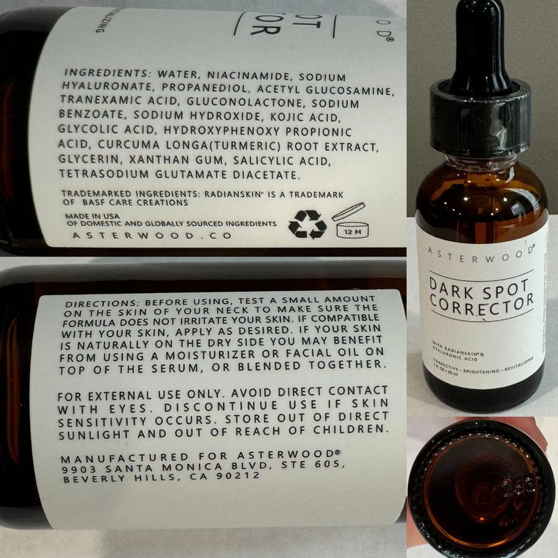 Asterwood Dark Spot Corrector for Face Serum - with Radianskin - with Tranexamic Acid, Kojic Acid, Glycolic Acid, & Salicylic Acid - 1 Fl Oz