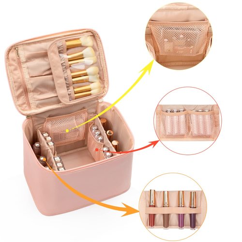 OCHEAL Makeup Bag, Large Travel Makeup Bag Cosmetic Bags for Women Traveling Washable Make Up Bag Organizer Case -Large Pink