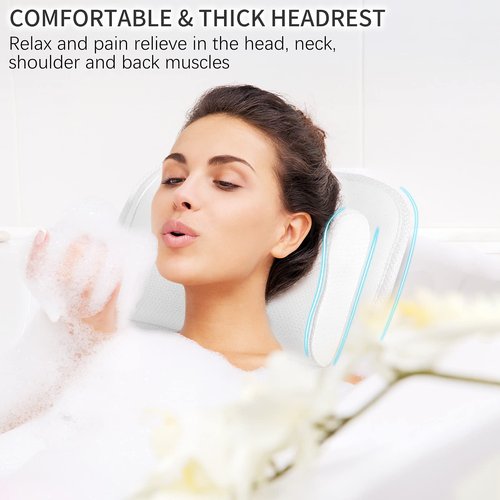 Full Body Bath Pillow for Bathtub, Non-Slip Bath Pillows for Tub, Spa Bathtub Pillow Cushion for Headrest Neck Shoulder and Back Rest Support,Relaxation Spa Accessories-50 x 15" (White)