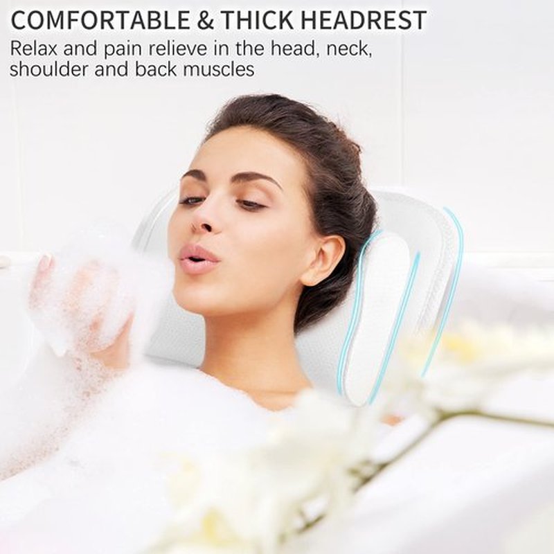Full Body Bath Pillow for Bathtub, Non-Slip Bath Pillows for Tub, Spa Bathtub Pillow Cushion for Headrest Neck Shoulder and Back Rest Support,Relaxation Spa Accessories-50 x 15" (White)