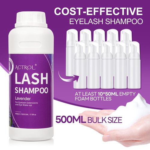 ACTROL Lash Shampoo Lavender 500ml Eyelash Shampoo Lash Wash Shampoo Lash Cleanser Foam
