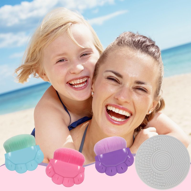 3 Pack Kids Sunscreen Applicator,Sunblock Buddy Brush with Protective Case,Sun Lotion Applicator Sun Cream Brush Set with Cleaning Pad