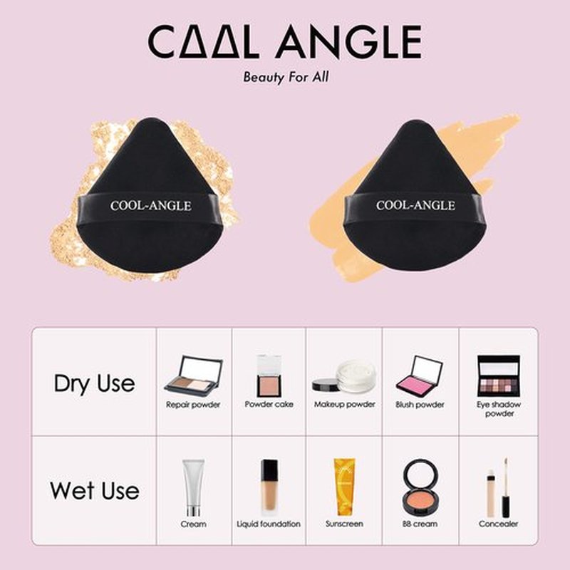 COOL-ANGLE 6Pcs Triangle Makeup Powder Puffs For Face Powder Flawless Beauty Soft Washable And Reusable Applicators For Under Eyes And Face Corners, Loose Setting Powder