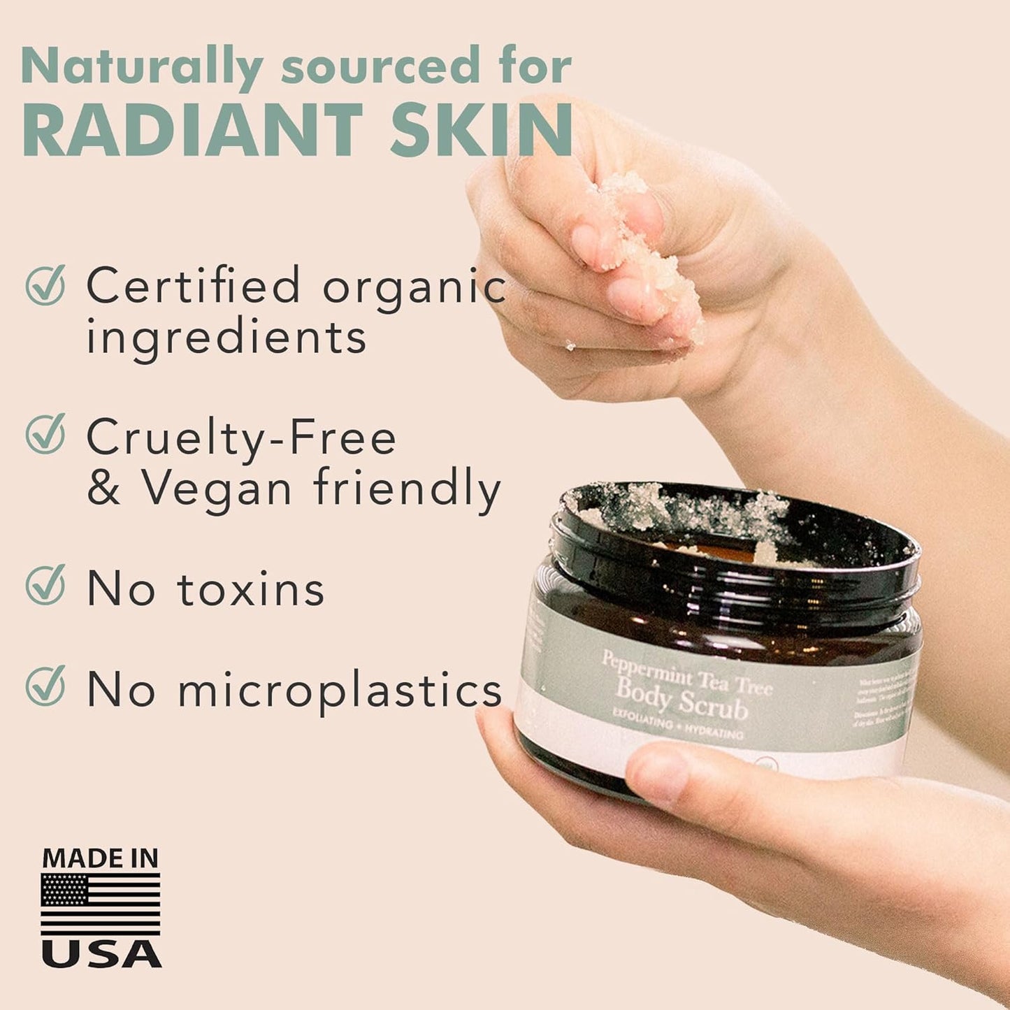 Organic Vanilla Coconut Body Scrub - USA Made Sugar Scrub with Natural Ingredients, Moisturizing Body & Foot Exfoliator for Dry and Sensitive Skin, Removes Dead Skin Cells & Reduces Ingrown Hair