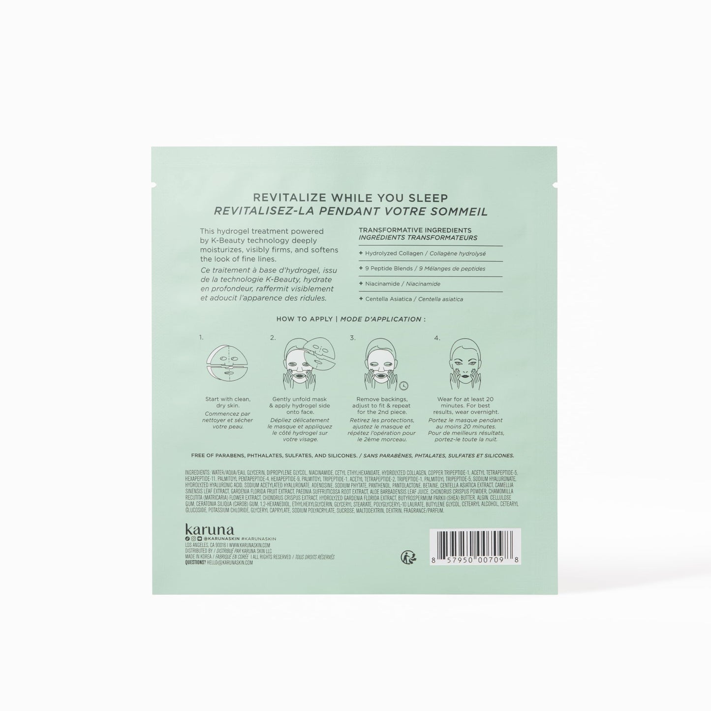 Karuna Skin - COLLAGEN Face Mask Sheets, Hydrogel 2-Piece Facial Mask, Age-Defying, Hydrating, Rejuvenating & Moisturizing Skin Care Essential That Targets Fine Lines & Wrinkles, 1 Pack