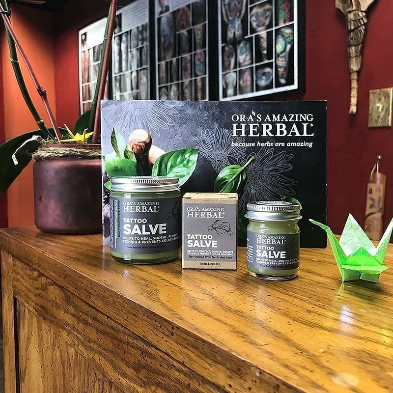 Ora's Amazing Herbal Tattoo Salve, Apothecary-Grade Tattoo Aftercare Balm, Natural Tattoo Ointment for Healed Tattoos, Itch Relief Cream, Skin Soothing, Calming, Deep Moisture & Ink Color Protection