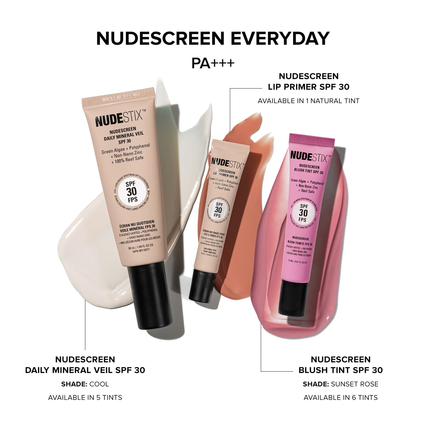 Nudestix Nudescreen Daily Mineral Veil SPF 30 – Lightweight Tinted Mineral Sunscreen with Zinc Oxide for UVA/UVB & Blue Light Protection | Vegan, Reef-Safe, Oil-Free Moisturizer & Primer - Cool