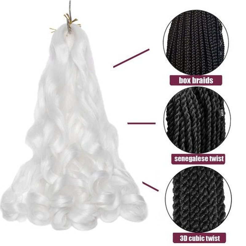 4 Packs French Curly Braiding Hair 24 Inch Loose Wave Spiral Curly Crochet Hair for Black Women Pre Stretched Braiding Hair with Curly Ends, white#