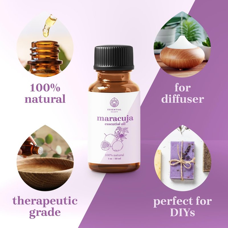 Maracuja Oil by Essential Delights - Premium Grade Essential Oil | for Aromatherapy, Soaps, Lotions, & Candles | Vegan & Cruelty Free (1 Fl Oz)