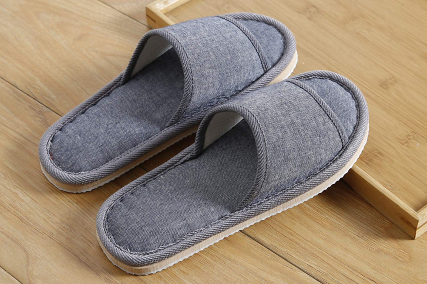 6 Pair of Open Toe Breathable Slippers,Solid Color Casual Slippers,Spa Slippers for Guests, Hotel, Travel, Unisex Universal Size Washable (6 gray medium size)