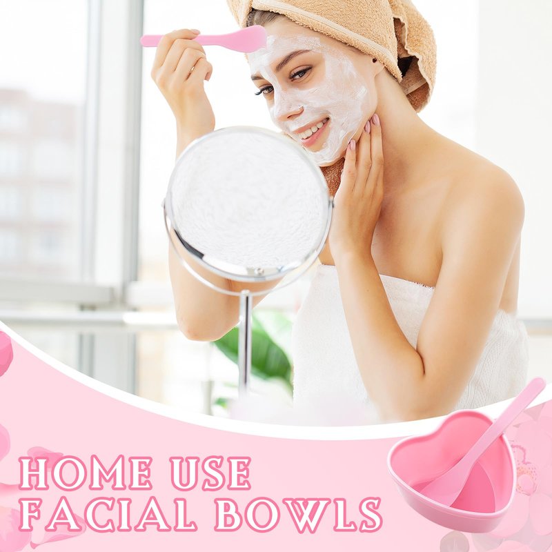 Teenyyou 15 Sets Facial Bowls for Esthetician, Pink Facial Mask Mixing Bowls Set with Spatula, Heart Shape Facemask DIY Skin Care Mixing Tool Kit Esthetician for Lady Women Home Beauty Salon Hair Dye