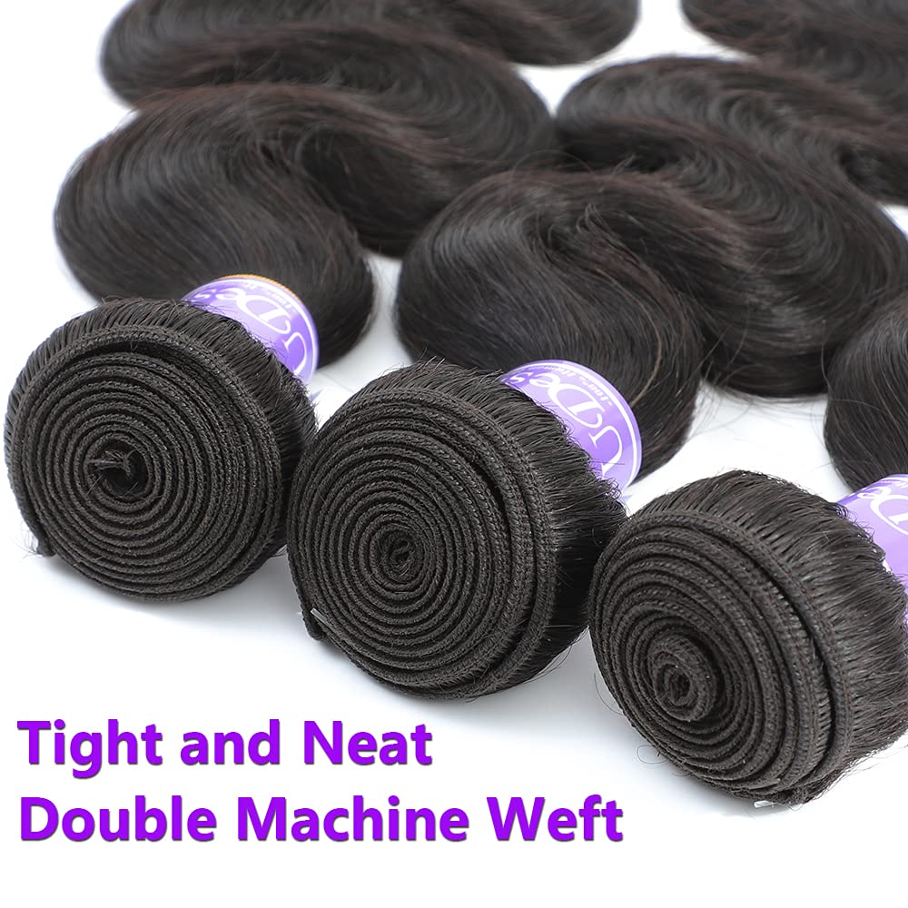 UDesire 12A Brazilian Body Wave Bundles (18 20 20 Inch) Human Hair 3 Bundles Unprocessed 100% Virgin Body Wave Human Hair Weave Bundles Natural Black