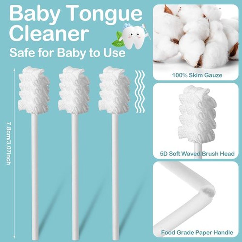 Singhoow 200 Pieces Baby Tongue Cleaner Disposable Infant Oral Cleaner with 4 Pieces Finger Toothbrush Soft Gauze Baby Mouth Cleaner Newborn for Tooth Mouth Gum Dental Care(Blue)