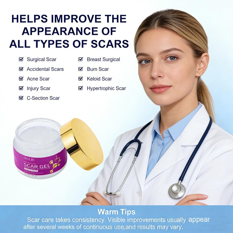 Scar Cream,Silicone Scar Gel,Helps Reduce Surgical Scars,Acne,Burn,Keloids Bump,Stretch Marks, Advanced Scar Removal Cream for Old and New Scars(1.69oz)
