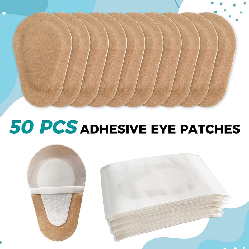 GlobalRoll 50 Pcs Adhesive Eye Patches, Eye Patches for Adults Eye Pad Disposable Eyepatch Latex Free Adhesive Bandages for Baby Kids Girls (Nude,3 x 2 Inch)