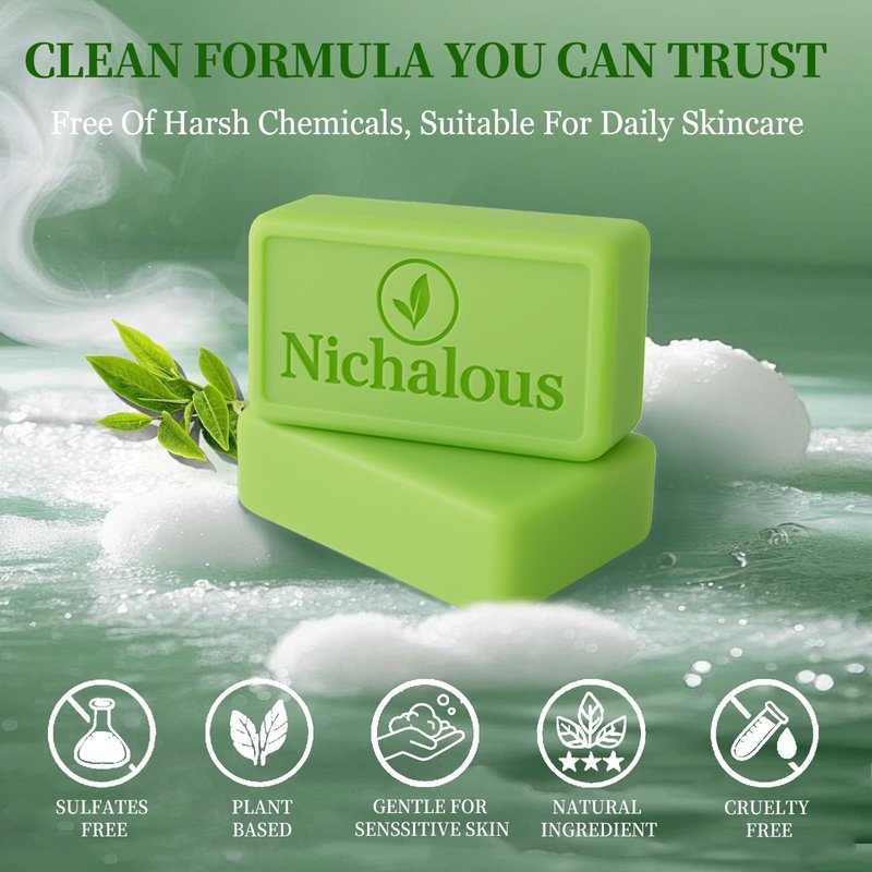 3PCS Veloma Tea Tree Soap, Purifying Body Soap Bar with Tea Tree Oil & Coconut Oil, Gentle Cleanser for Healthy, Looking Skin, Plant-Based Formula for Face & Body